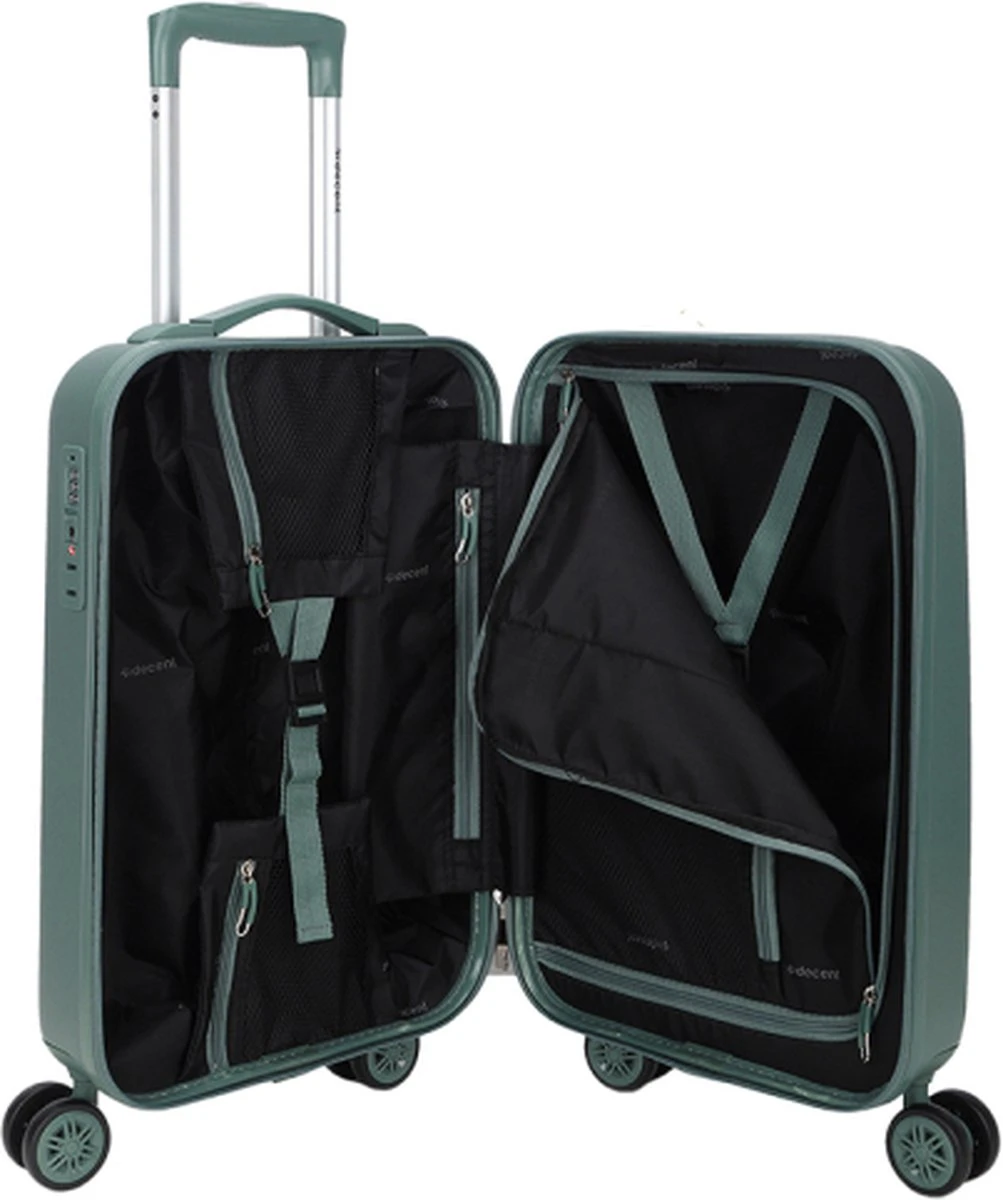 Decent Handbagage Koffer / Trolley / Reiskoffer - 55 Cm - 38 Liter - ABS - Tranporto - Groen - Afbeelding 2