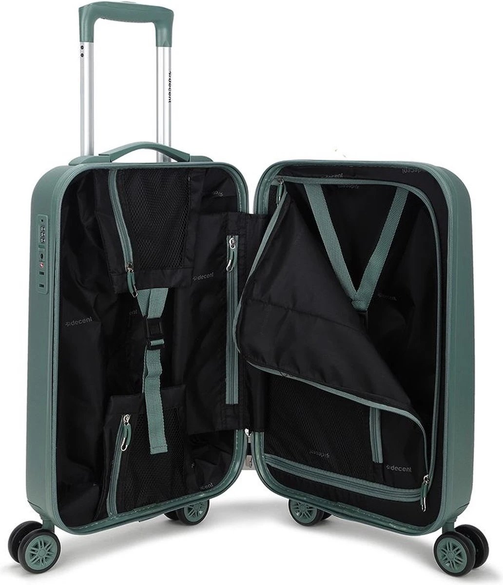 Decent Handbagage Koffer / Trolley / Reiskoffer - 55 Cm - 38 Liter - ABS - Tranporto - Groen - Afbeelding 14