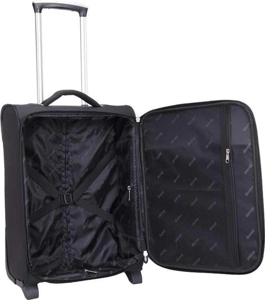 Decent Handbagage Koffer / Trolley / Reiskoffer - 50 Cm - 35 Liter - Polyester - Super-Light - Zwart - Afbeelding 8