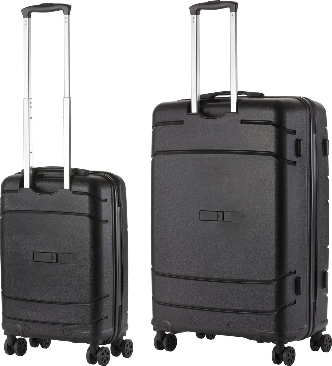 TravelZ Big Bars Kofferset - Trolleyset TSA 2-delig - Handbagage En Groot - Zwart - Afbeelding 2