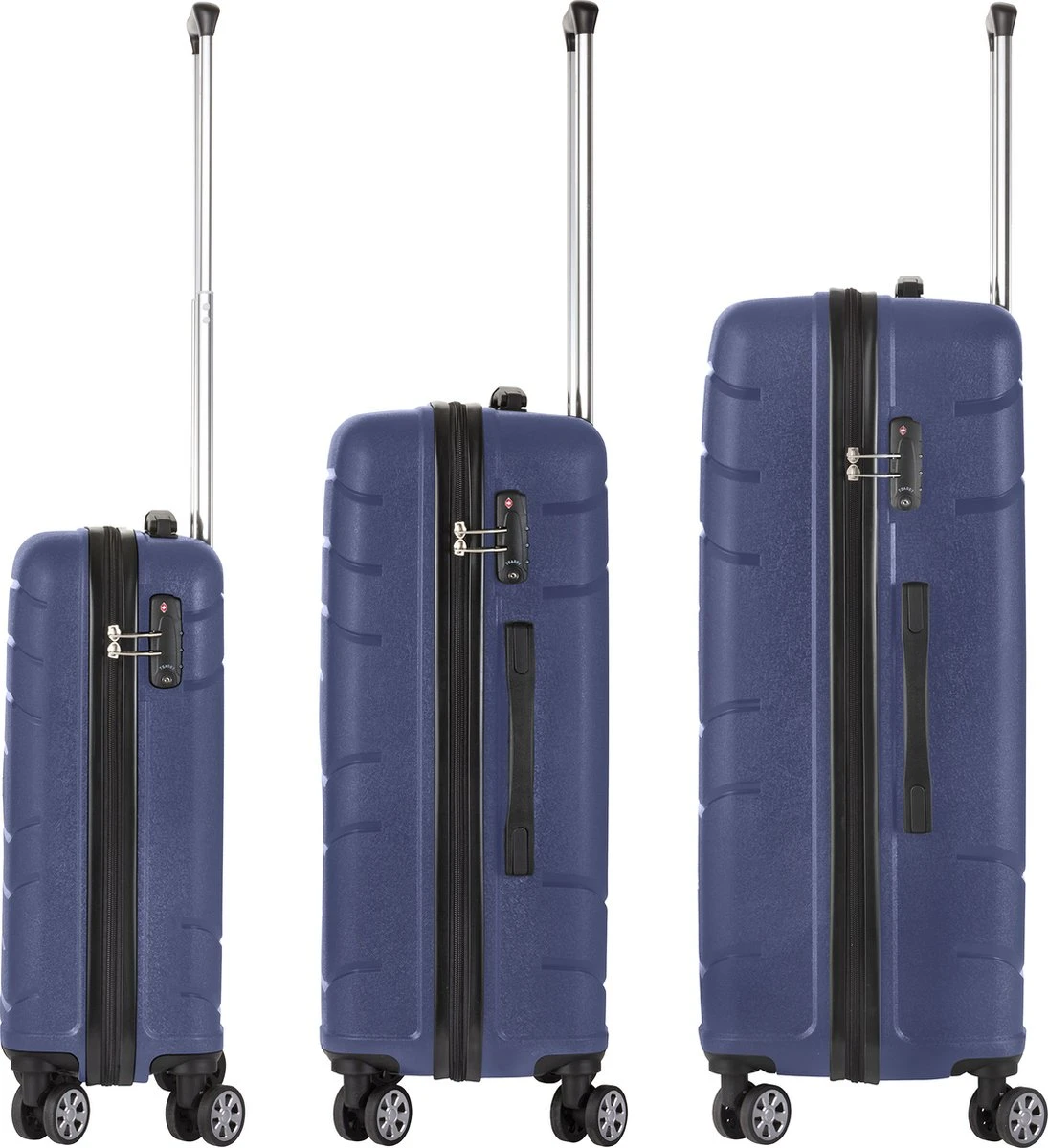TravelZ Big Bars Kofferset - Trolleyset 3-delig Met TSA-slot - Blauw - Afbeelding 4