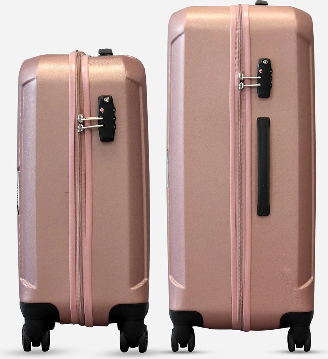©TROLLEYZ - Bali No.22 - Kofferset 2 Delig - 55cm+78cm Met TSA Slot - Dubbele Wielen - 360° Spinners - 100% ABS - Reiskoffers In Cosmopolitan Pink - Afbeelding 8