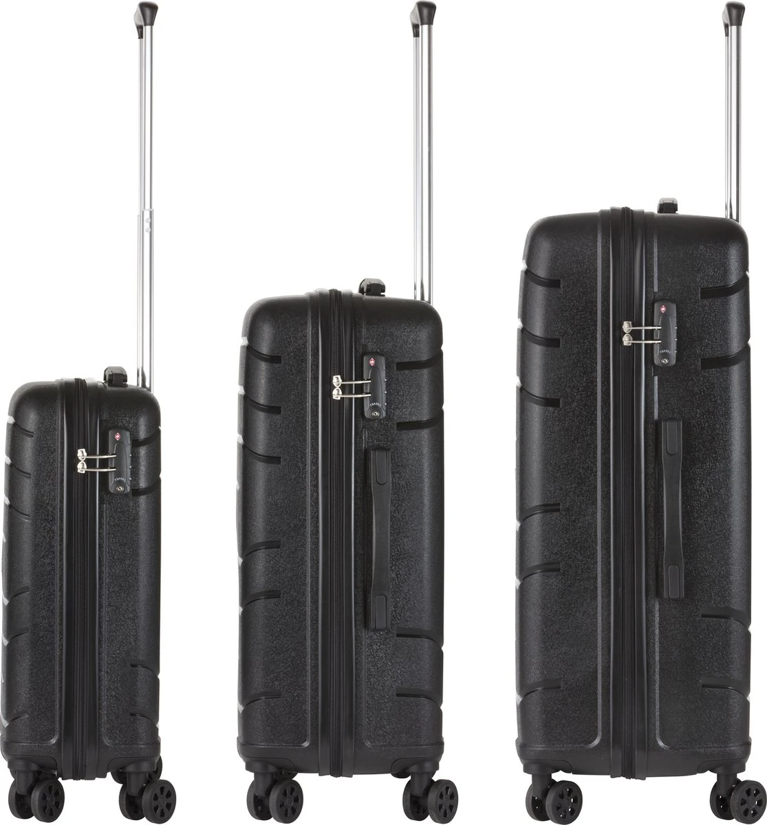 TravelZ Big Bars Kofferset - Trolleyset 3-delig Met TSA-slot - Zwart - Afbeelding 3