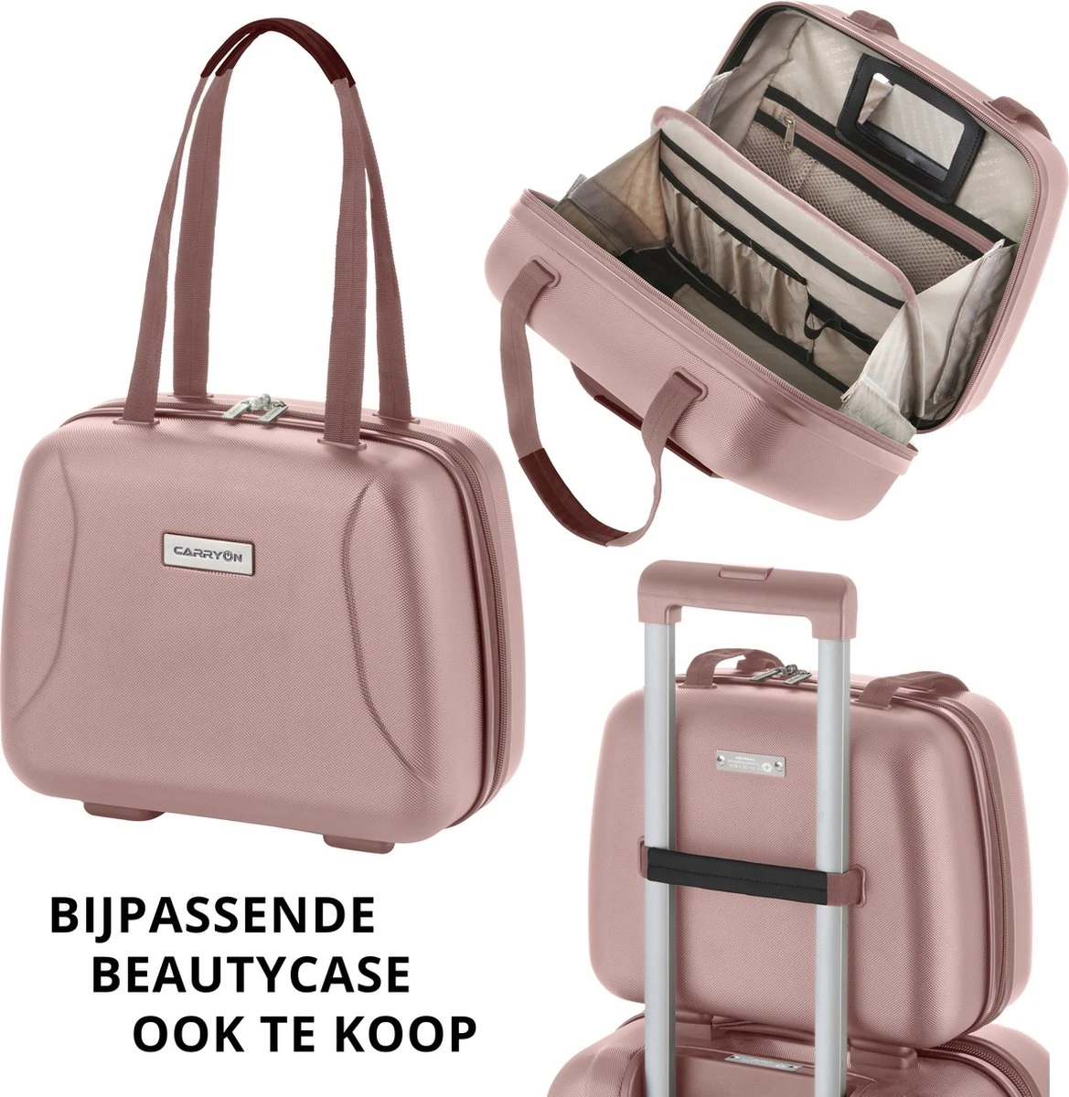 CarryOn Skyhopper Kofferset – TSA Handbagage + Reiskoffer 78cm – Dubbele Wielen - Old Pink - Afbeelding 7
