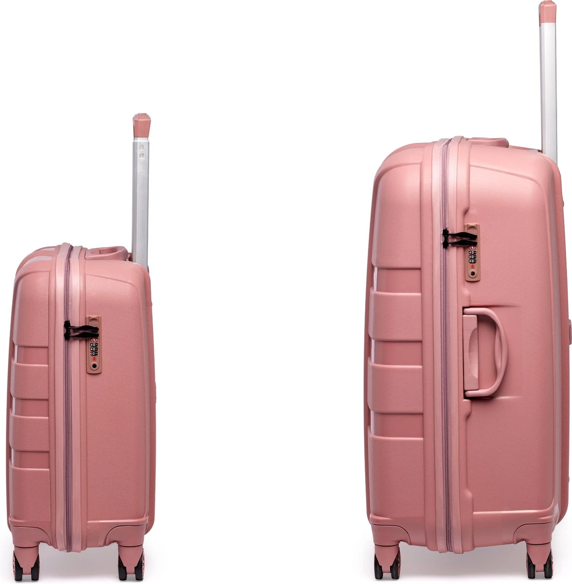 ©TROLLEYZ - Paris No.5 - Kofferset 2 Delig - 55+78cm Met TSA Slot - Dubbele Wielen - 360° Spinners - 100% Polypropyleen - Reiskoffers In Rose Blush - Afbeelding 15