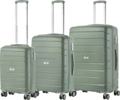 TravelZ Big Bars Kofferset - Trolleyset 3-delig Met TSA-slot - Olijf