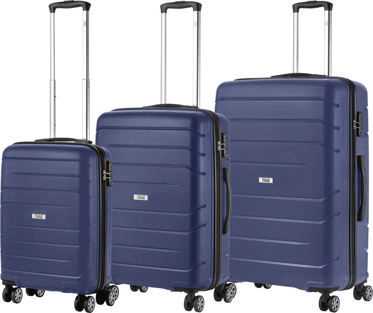 TravelZ Big Bars Kofferset - Trolleyset 3-delig Met TSA-slot - Blauw