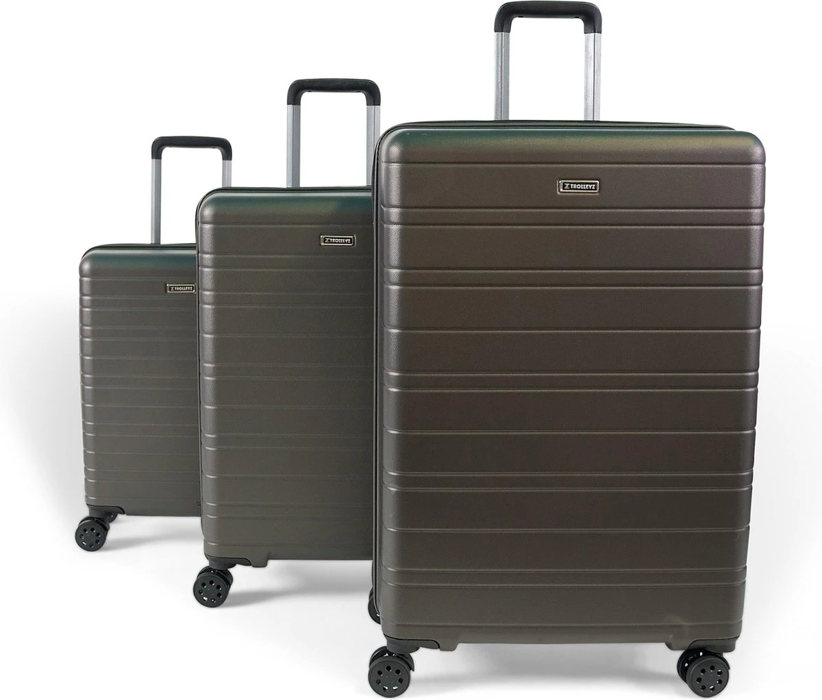 ©TROLLEYZ - Amsterdam No.9 - Kofferset 3 Delig - 55cm+69cm+78cm Met TSA Slot - Dubbele Wielen - 360° Spinners - 100% ABS - Reiskoffers In Cloudy Grey - Afbeelding 5