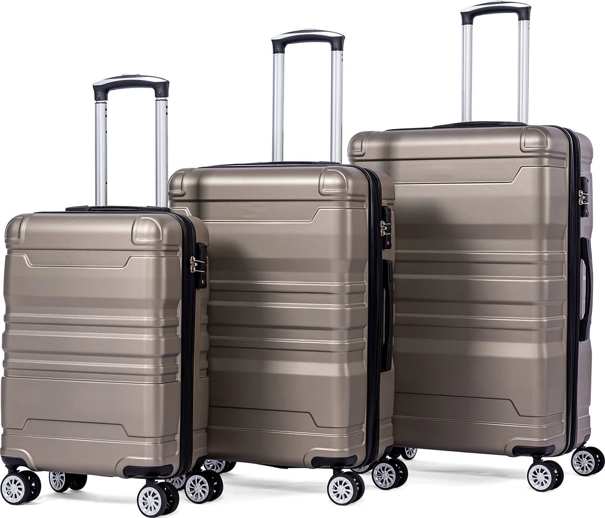 Merax 3-delig Kofferset Met TSA Slot - Trolleyset ABS 40L, 70L & 110 Liter - Goud