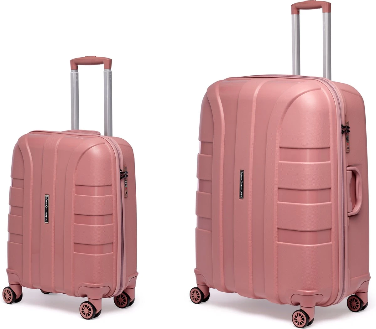 ©TROLLEYZ - Paris No.5 - Kofferset 2 Delig - 55+78cm Met TSA Slot - Dubbele Wielen - 360° Spinners - 100% Polypropyleen - Reiskoffers In Rose Blush - Afbeelding 14