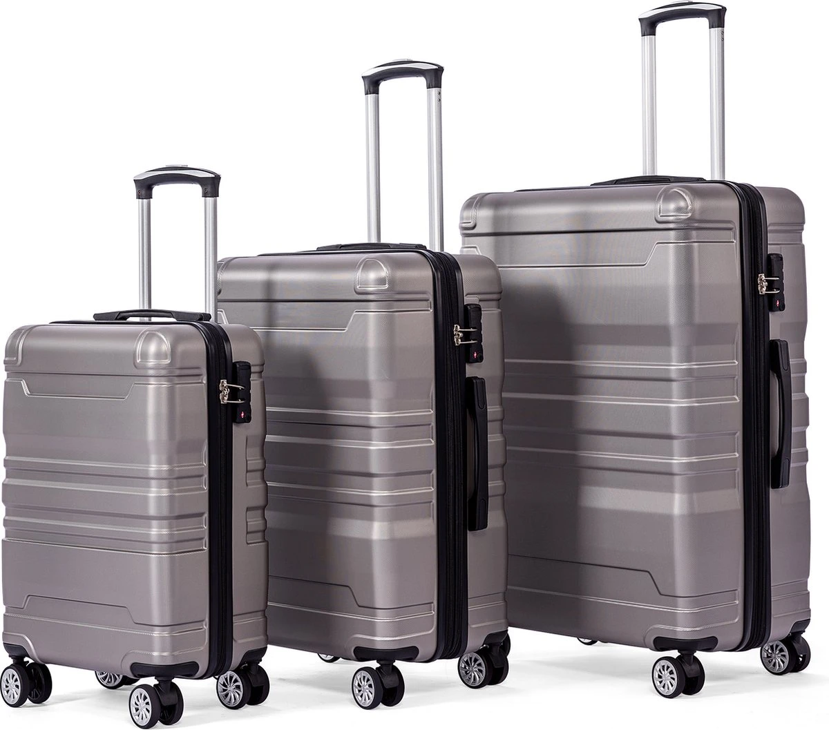 Merax 3-delig Kofferset Met TSA Slot - Trolleyset ABS 40L, 70L & 110 Liter - Grijs