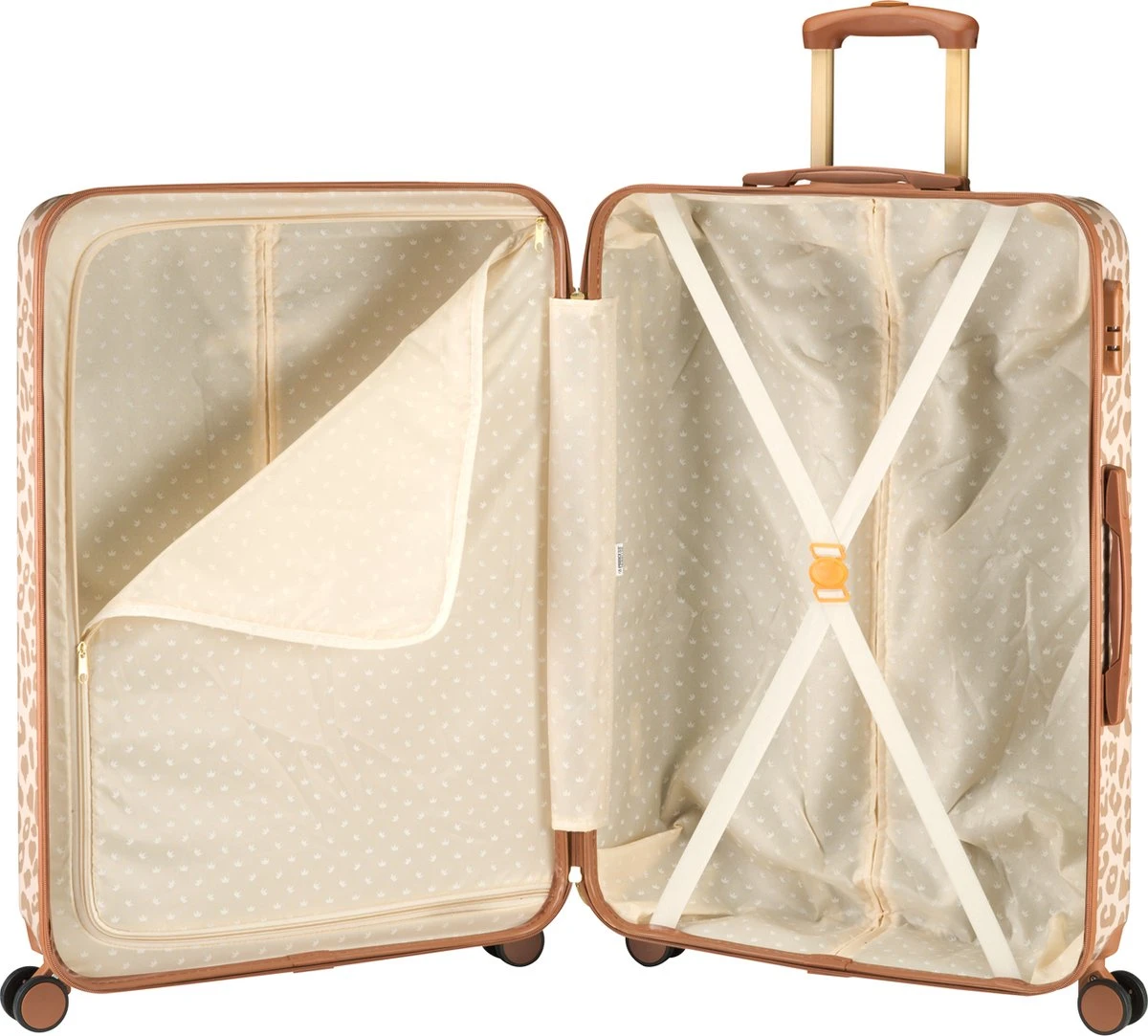 Princess Traveller Leopard - Reiskoffer - Crème/Taupe - L - 76cm - Afbeelding 4
