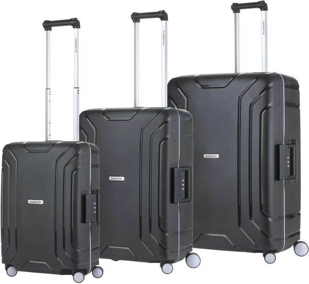 CarryOn Steward Kofferset - 3 Delige TSA Trolleyset - Koffers Met Vaste Kliksloten - Zwart