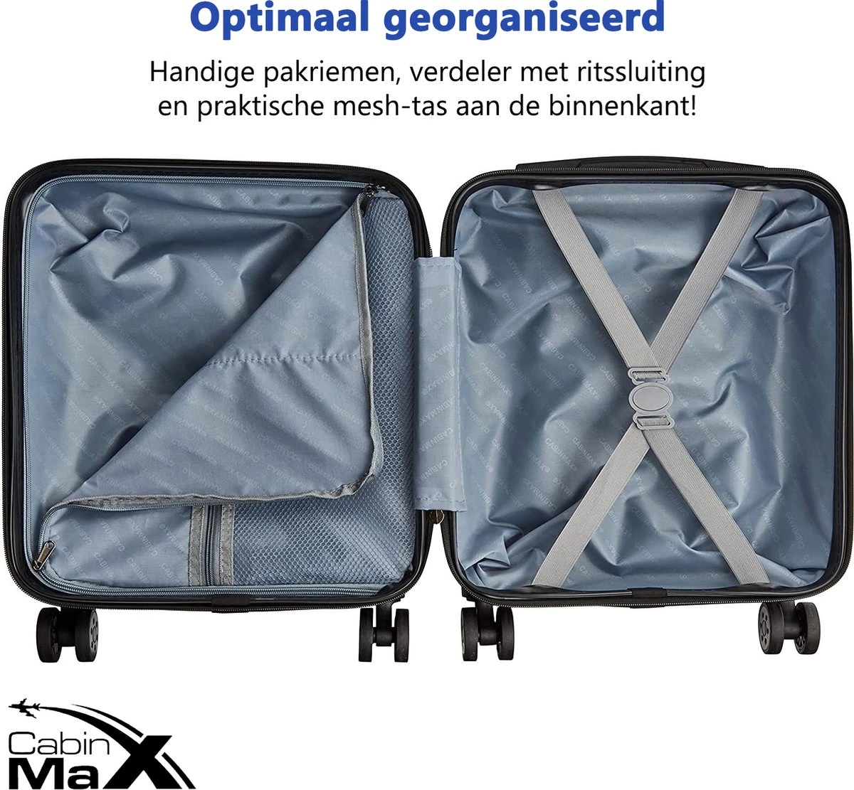 CabinMax Handbagage Koffer - Trolley 30L - Harde Reiskoffer - 45x36x20cm - Lichtgewicht - Groot Capaciteit - Zwart - Afbeelding 5