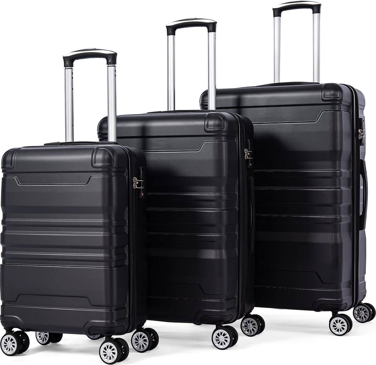 Merax 3-delig Kofferset Met TSA Slot - Trolleyset ABS 40L, 70L & 110 Liter - Zwart