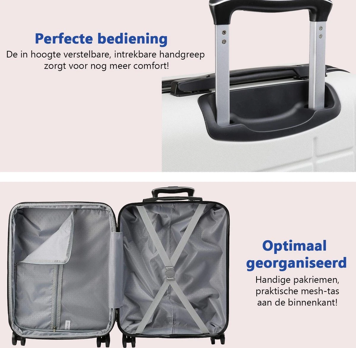 CabinMax Velocity Handbagage Koffer - Uitbreidbaar Trolley 44L - Harde Reiskoffer - 55x40x20/25 Cm - Lichtgewicht - Groot Capaciteit - Wit - Afbeelding 5