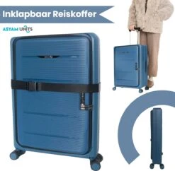 Asyam Units- Handbagage- Invouwbaar- Koffer- Koffer 38L- Spinner Wielen- TSA Slot- Lichtgewicht- Blauw