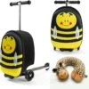 Rolkoffer Trolley Voor Kinderen | Geel | Trolley | Tas Kind | Bagagekoffer | Step Jongen | Vliegtuig Nekkussen | Step Met 3 Wielen | FDBW | Koffer Handbagage - 50 Kilo - Bouncy Box 40x20x25 Cm + Nekkussen Vliegtuig