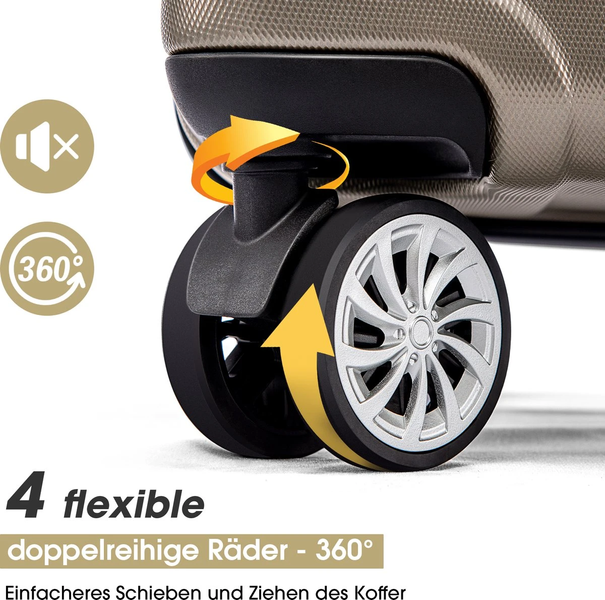 Merax 3-delig Kofferset Met TSA Slot - Trolleyset ABS 40L, 70L & 110 Liter - Goud - Afbeelding 3