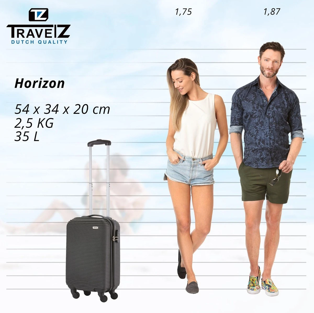 TravelZ Horizon Handbagagekoffer - 54cm Handbagage Trolley Met Gevoerde Binnenkant - Zwart - Afbeelding 5