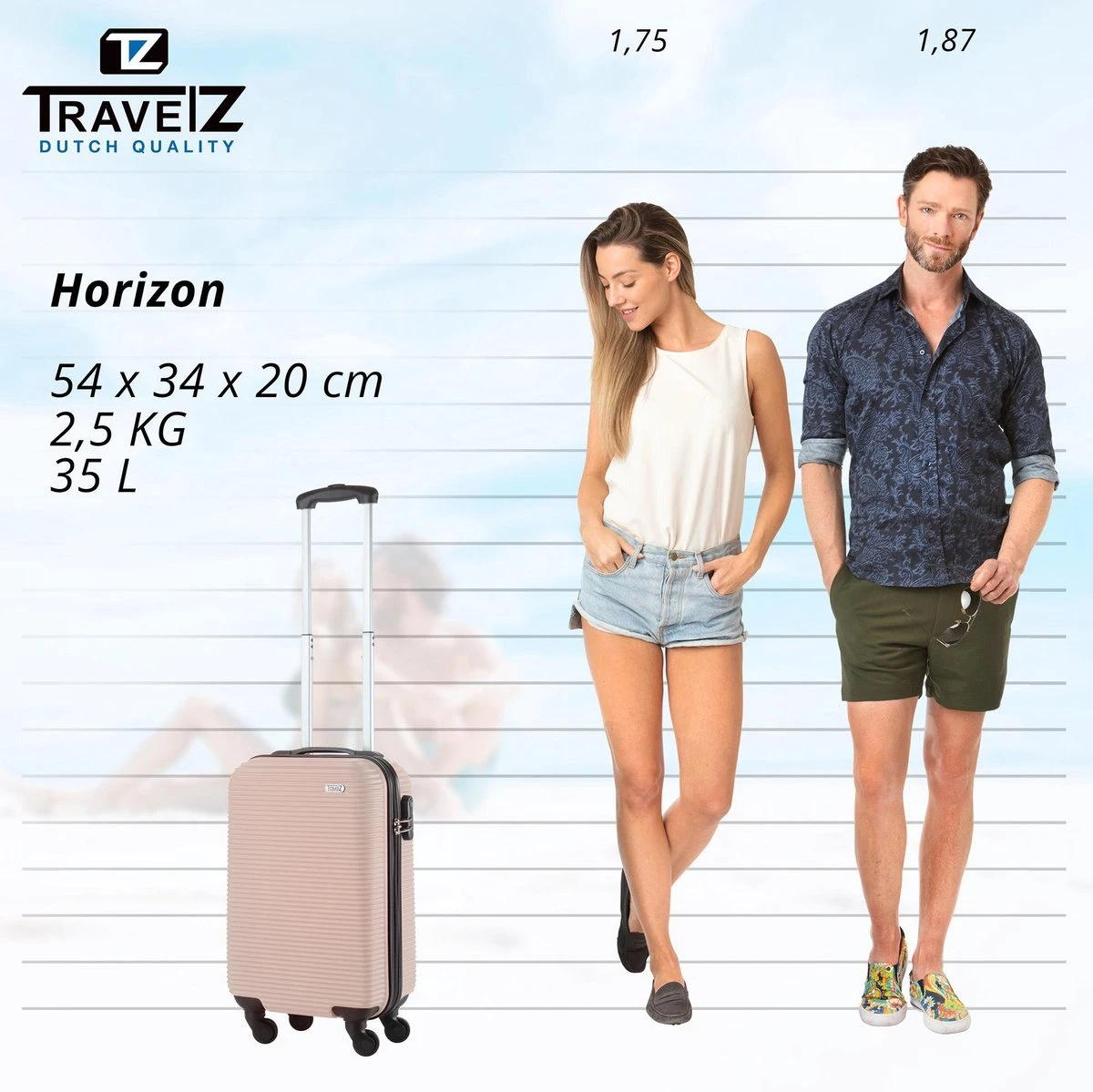 TravelZ Horizon Handbagagekoffer - 54cm Handbagage Trolley Met Gevoerde Binnenkant - Champagne - Afbeelding 6