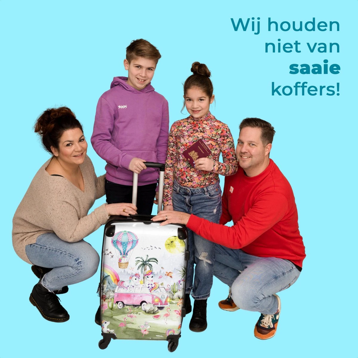 NoBoringSuitcases.com® Koffer Groot - Eenhoorn - Luchtballon - Meisjes - Regenboog - Trolley Koffer Met TSA-slot - Met Wielen - 90 Liter - Reiskoffer - 66 Cm - Afbeelding 5