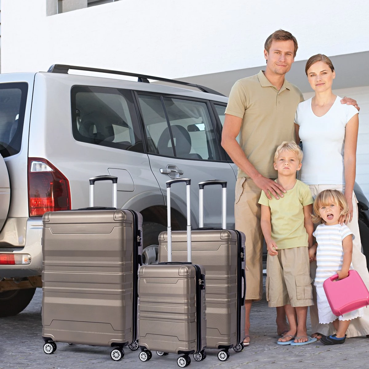 Merax 3-delig Kofferset Met TSA Slot - Trolleyset ABS 40L, 70L & 110 Liter - Goud - Afbeelding 8