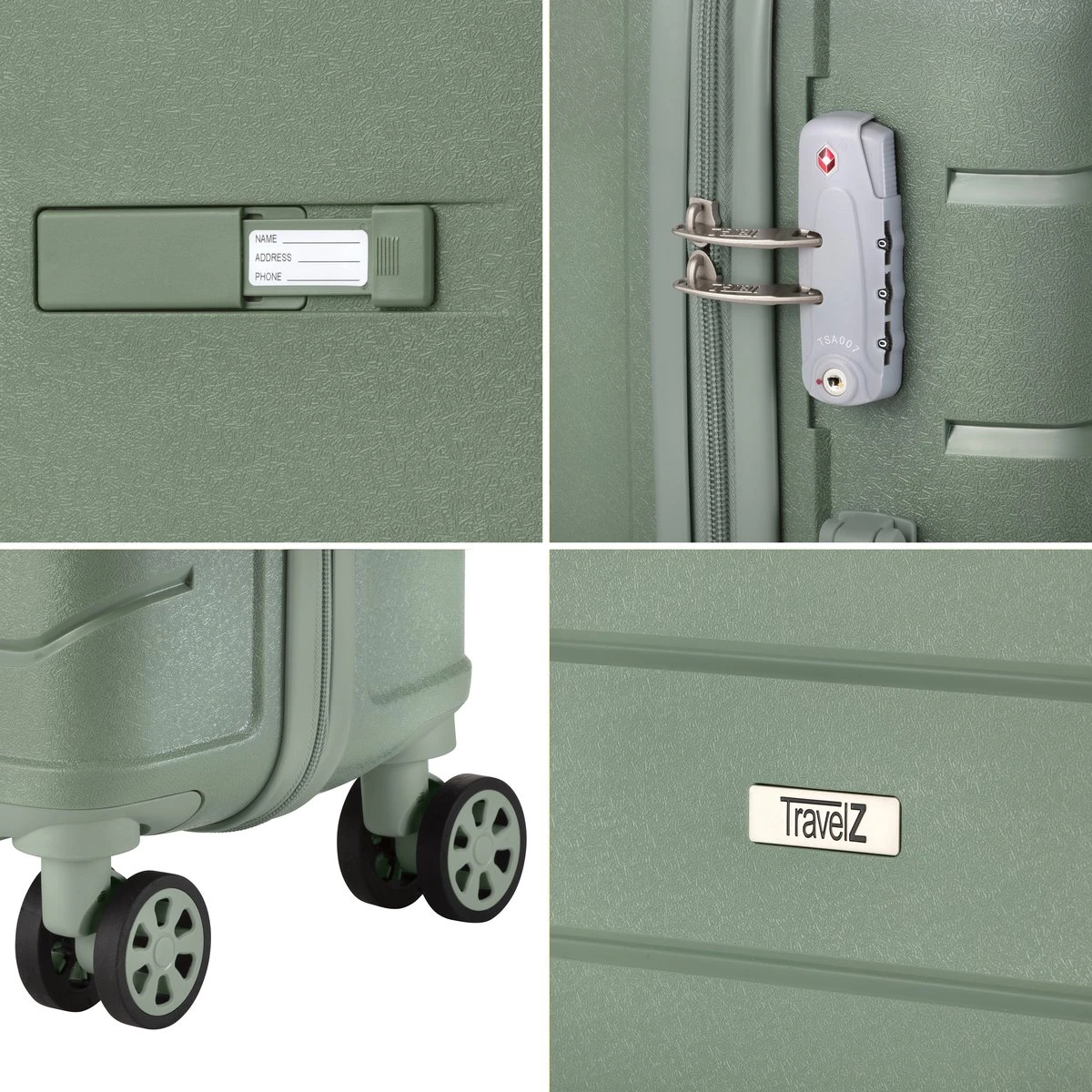 TravelZ Big Bars Kofferset - Trolleyset 3-delig Met TSA-slot - Olijf - Afbeelding 6