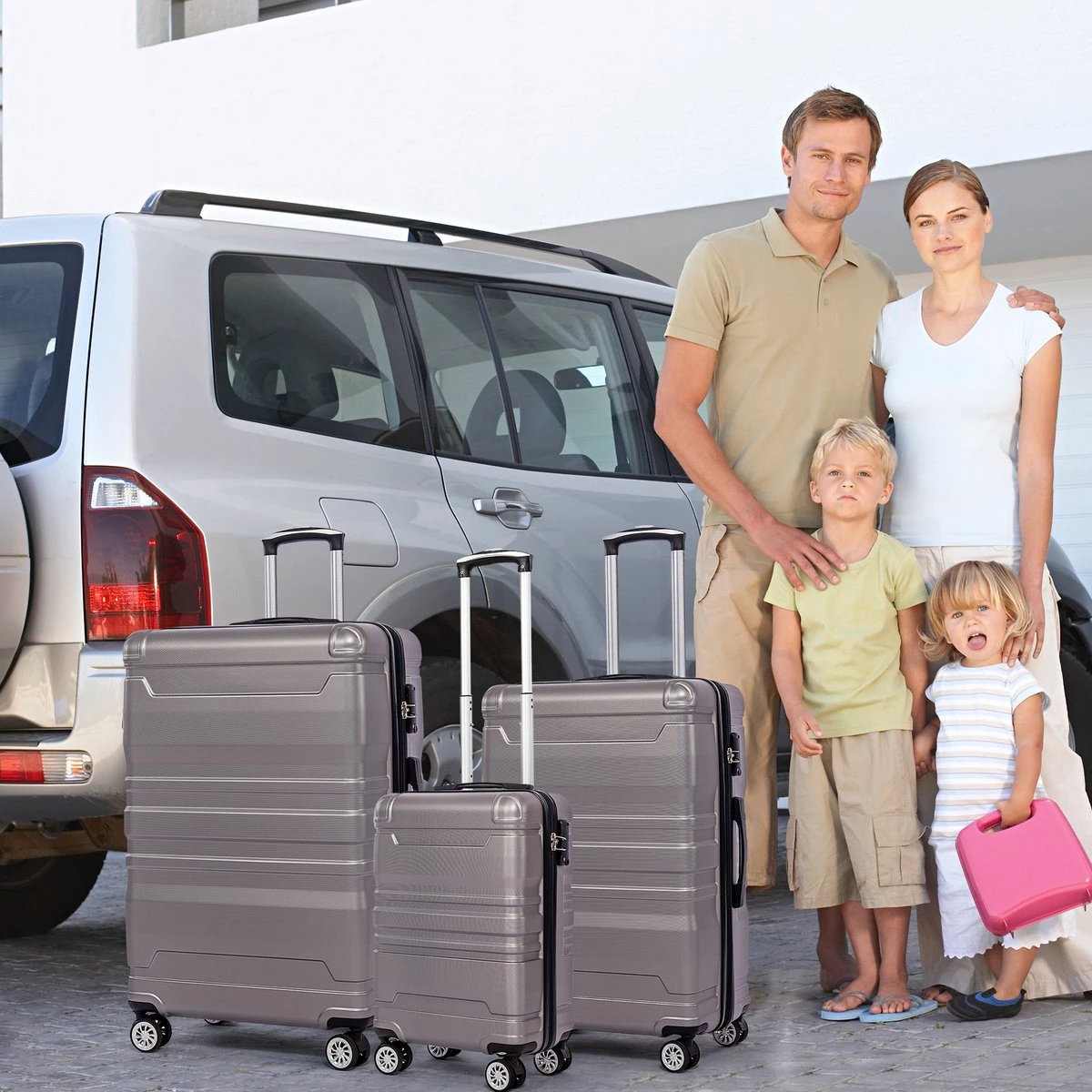 Merax 3-delig Kofferset Met TSA Slot - Trolleyset ABS 40L, 70L & 110 Liter - Grijs - Afbeelding 9