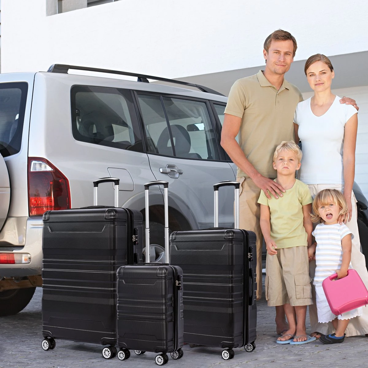 Merax 3-delig Kofferset Met TSA Slot - Trolleyset ABS 40L, 70L & 110 Liter - Zwart - Afbeelding 8