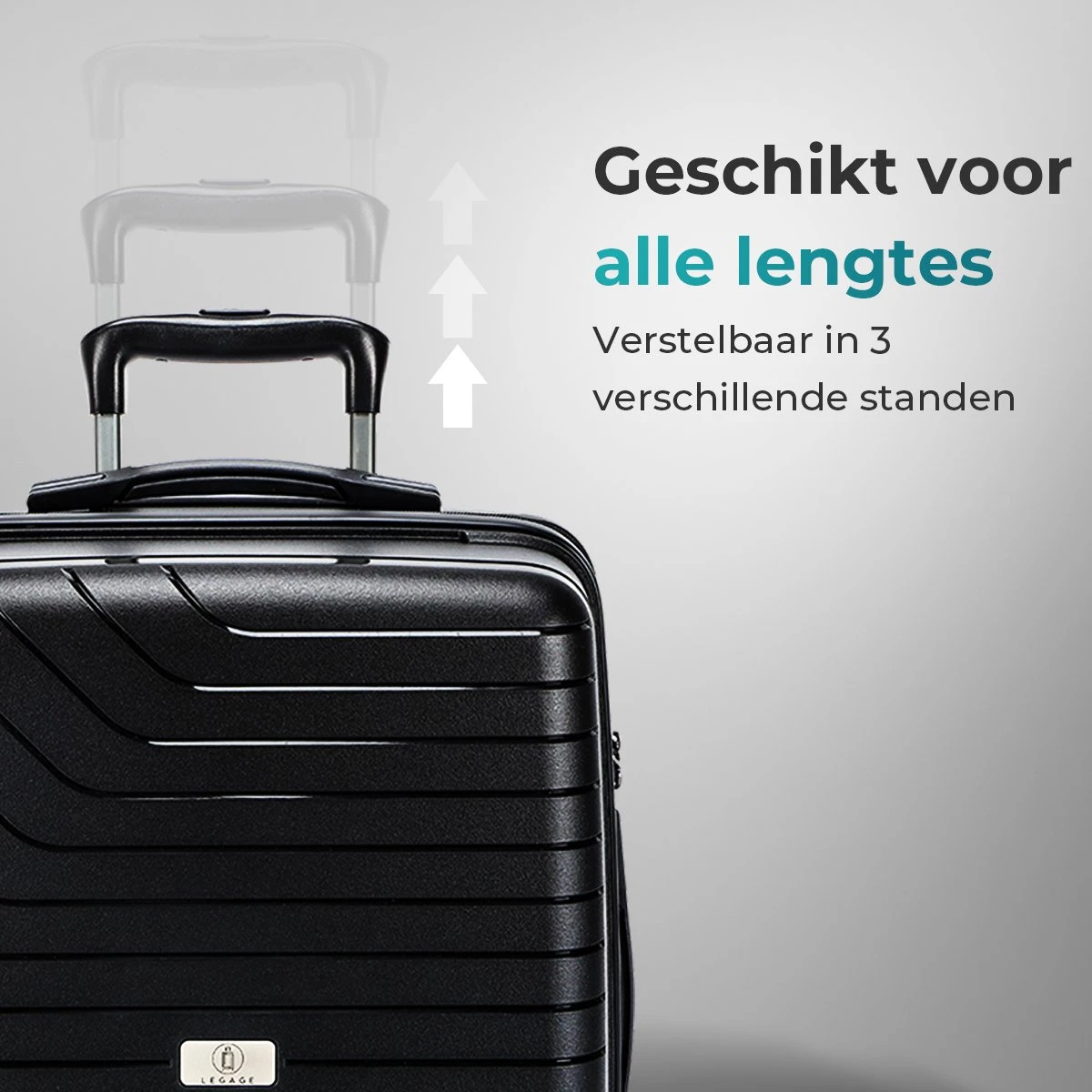 Legage Kofferset - Kofferset 3-Delig - Inclusief TSA Sloten - 1 Handbagage Koffer - Trolley - Zwart - Afbeelding 3