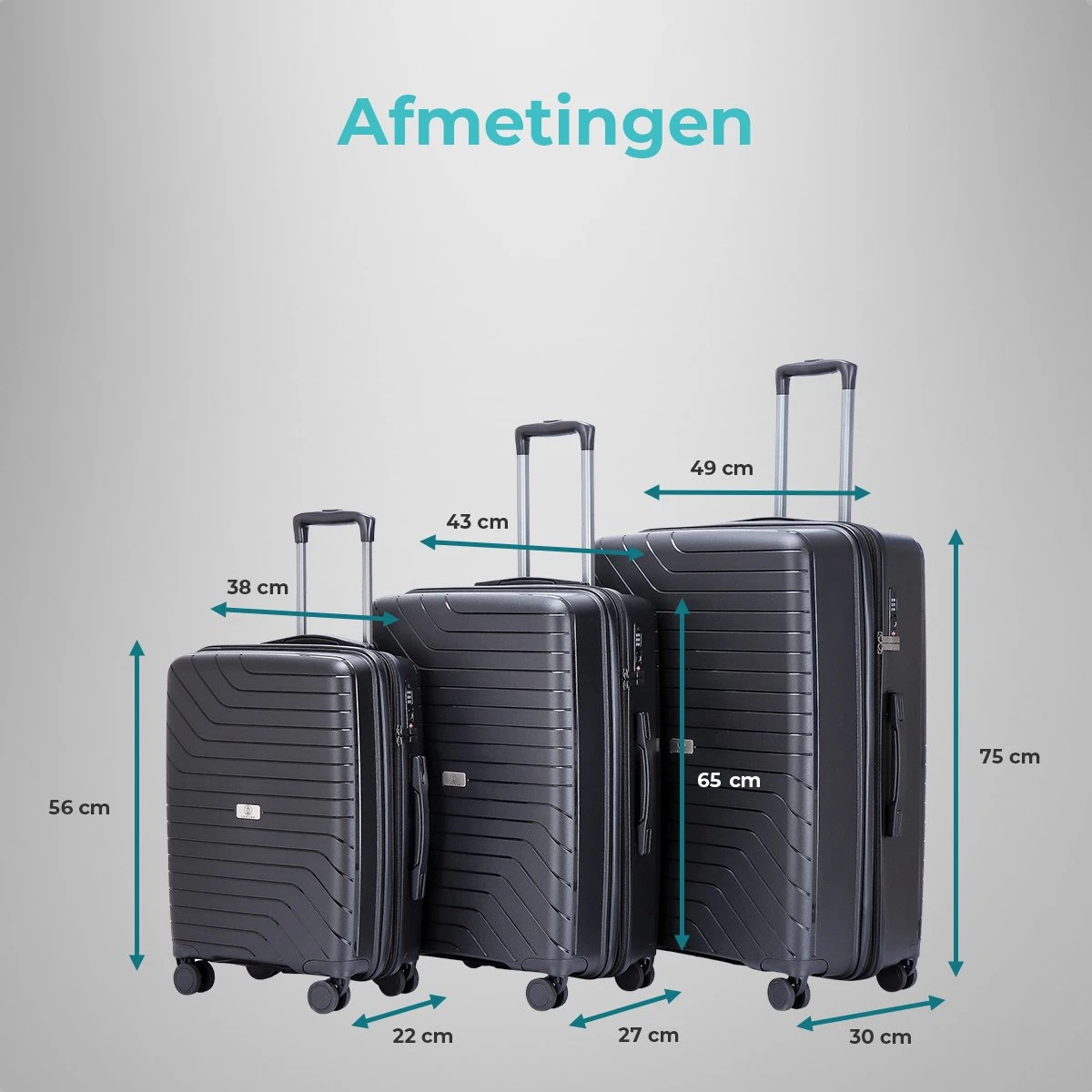 Legage Kofferset - Kofferset 3-Delig - Inclusief TSA Sloten - 1 Handbagage Koffer - Trolley - Zwart - Afbeelding 9