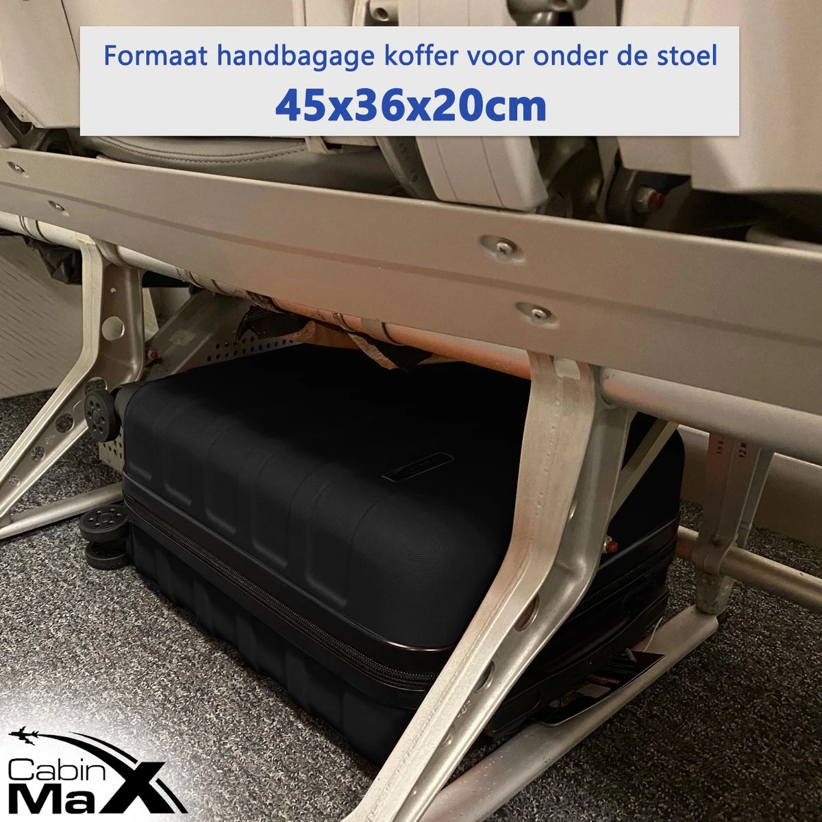 CabinMax Handbagage Koffer - Trolley 30L - Harde Reiskoffer - 45x36x20cm - Lichtgewicht - Groot Capaciteit - Zwart - Afbeelding 10