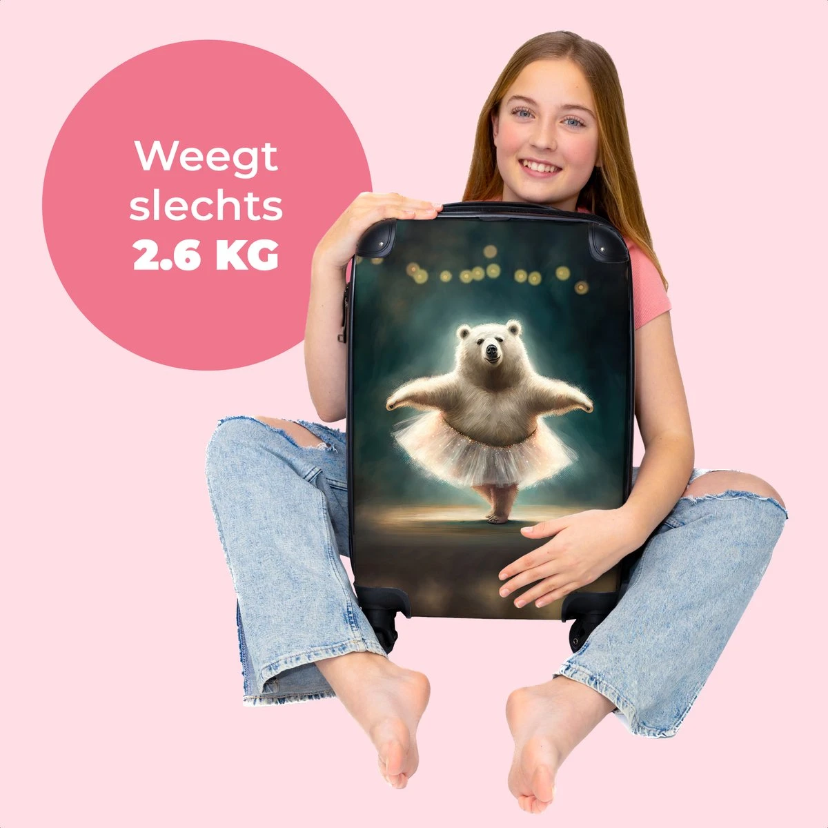 NoBoringSuitcases.com® Koffer - Beer - Rok - Ballet - Licht - Portret - Trolley Op Wieltjes - Reiskoffer - Past Binnen 55x40x20 Cm En 55x35x25 Cm - Handbagagekoffer - Fotokoffer - Afbeelding 2