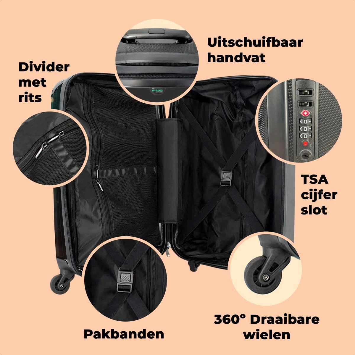 NoBoringSuitcases.com® Koffer - Beer - Rok - Ballet - Licht - Portret - Trolley Op Wieltjes - Reiskoffer - Past Binnen 55x40x20 Cm En 55x35x25 Cm - Handbagagekoffer - Fotokoffer - Afbeelding 4