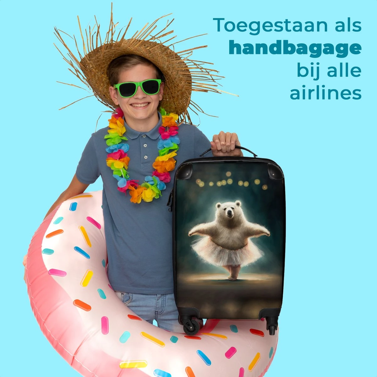 NoBoringSuitcases.com® Koffer - Beer - Rok - Ballet - Licht - Portret - Trolley Op Wieltjes - Reiskoffer - Past Binnen 55x40x20 Cm En 55x35x25 Cm - Handbagagekoffer - Fotokoffer - Afbeelding 5