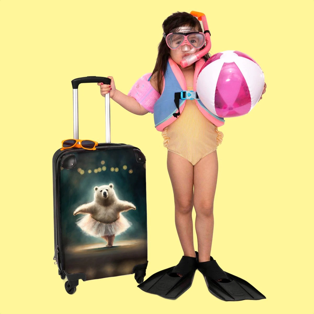 NoBoringSuitcases.com® Koffer - Beer - Rok - Ballet - Licht - Portret - Trolley Op Wieltjes - Reiskoffer - Past Binnen 55x40x20 Cm En 55x35x25 Cm - Handbagagekoffer - Fotokoffer - Afbeelding 6