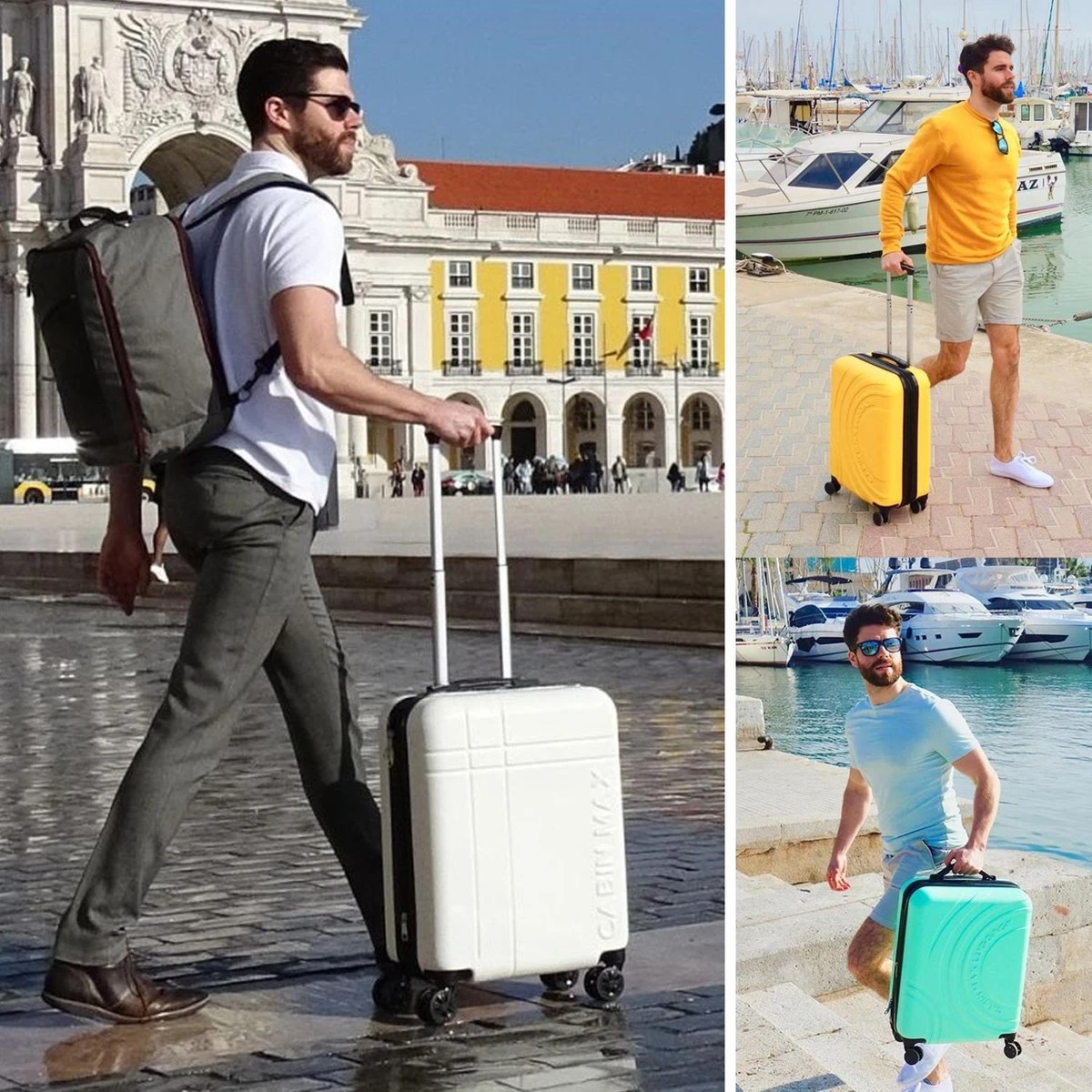 CabinMax Velocity Handbagage Koffer - Uitbreidbaar Trolley 44L - Harde Reiskoffer - 55x40x20/25 Cm - Lichtgewicht - Groot Capaciteit - Wit - Afbeelding 2