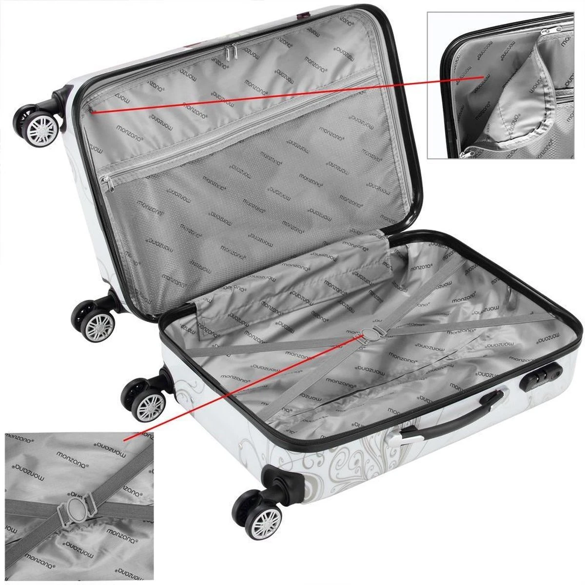 Monzana Hardcase Koffer Vlinder XL - Polycarbonaat 89L 75x49x29cm - Afbeelding 6
