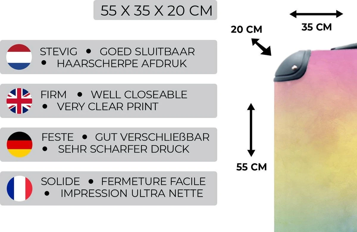 Koffer - Meisje - Regenboog - Trap - Wolken - Kinderen - Koffer Meisje - 35x55x20 Cm - Handbagage - Trolley - Reiskoffer - Afbeelding 3