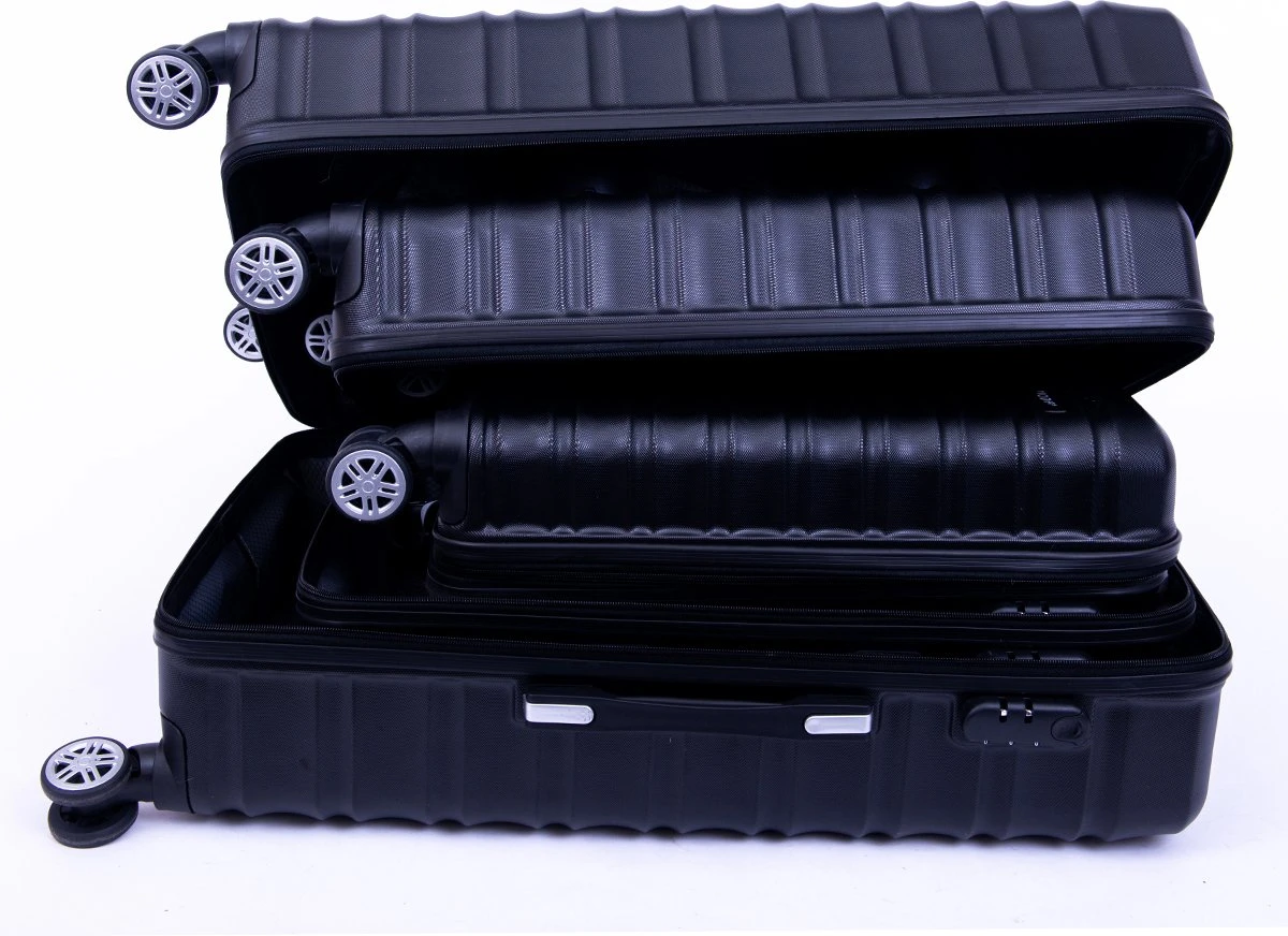 Tobeyz - Kofferset - 3-delig Zwart Handbagage - Verrijdbaar Op 4 Wielen - Stevig ABS - Lichtgewicht, Trolley - Afbeelding 5