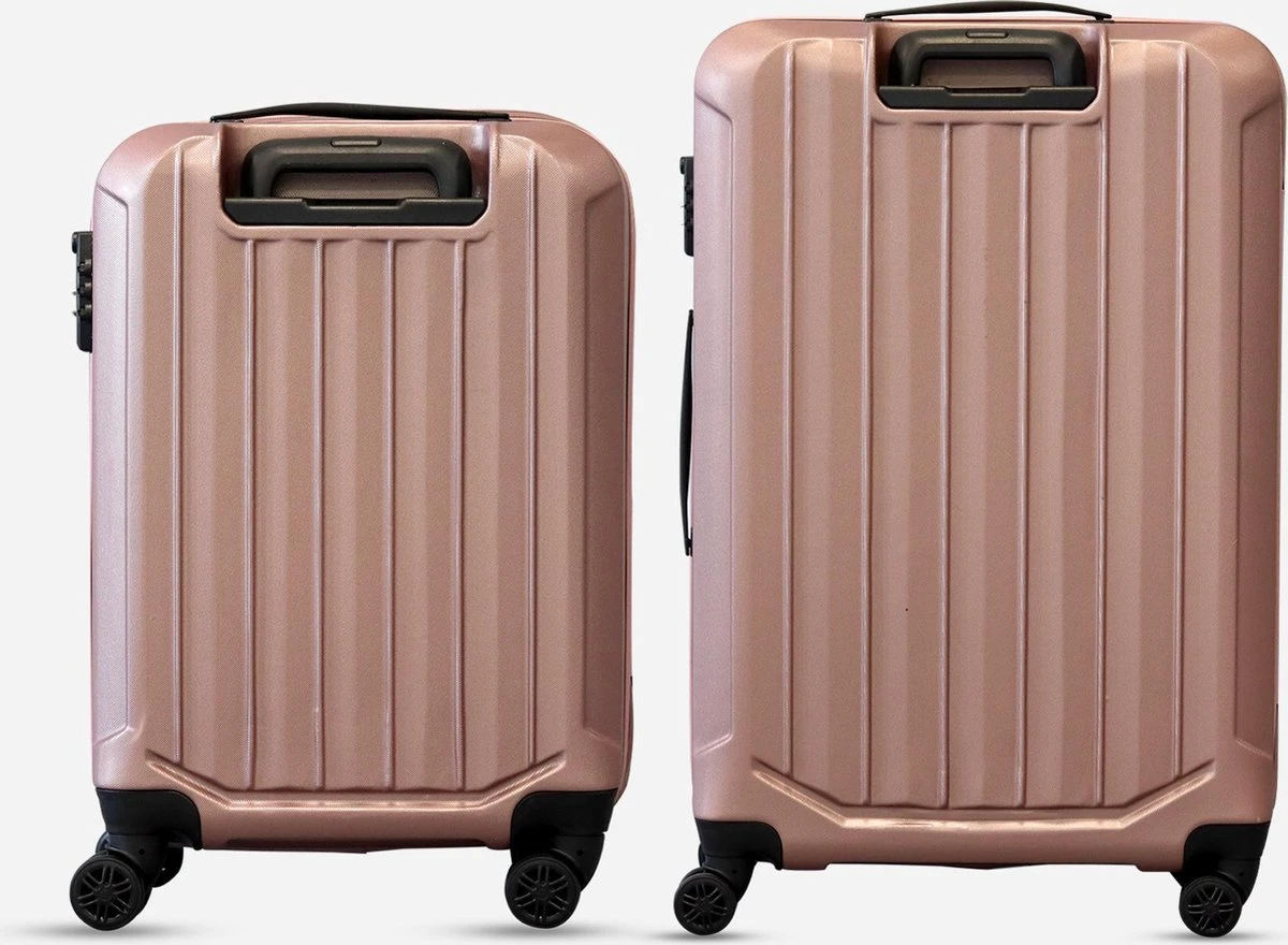 ©TROLLEYZ - Bali No.22 - Kofferset 2 Delig - 55cm+78cm Met TSA Slot - Dubbele Wielen - 360° Spinners - 100% ABS - Reiskoffers In Cosmopolitan Pink - Afbeelding 2