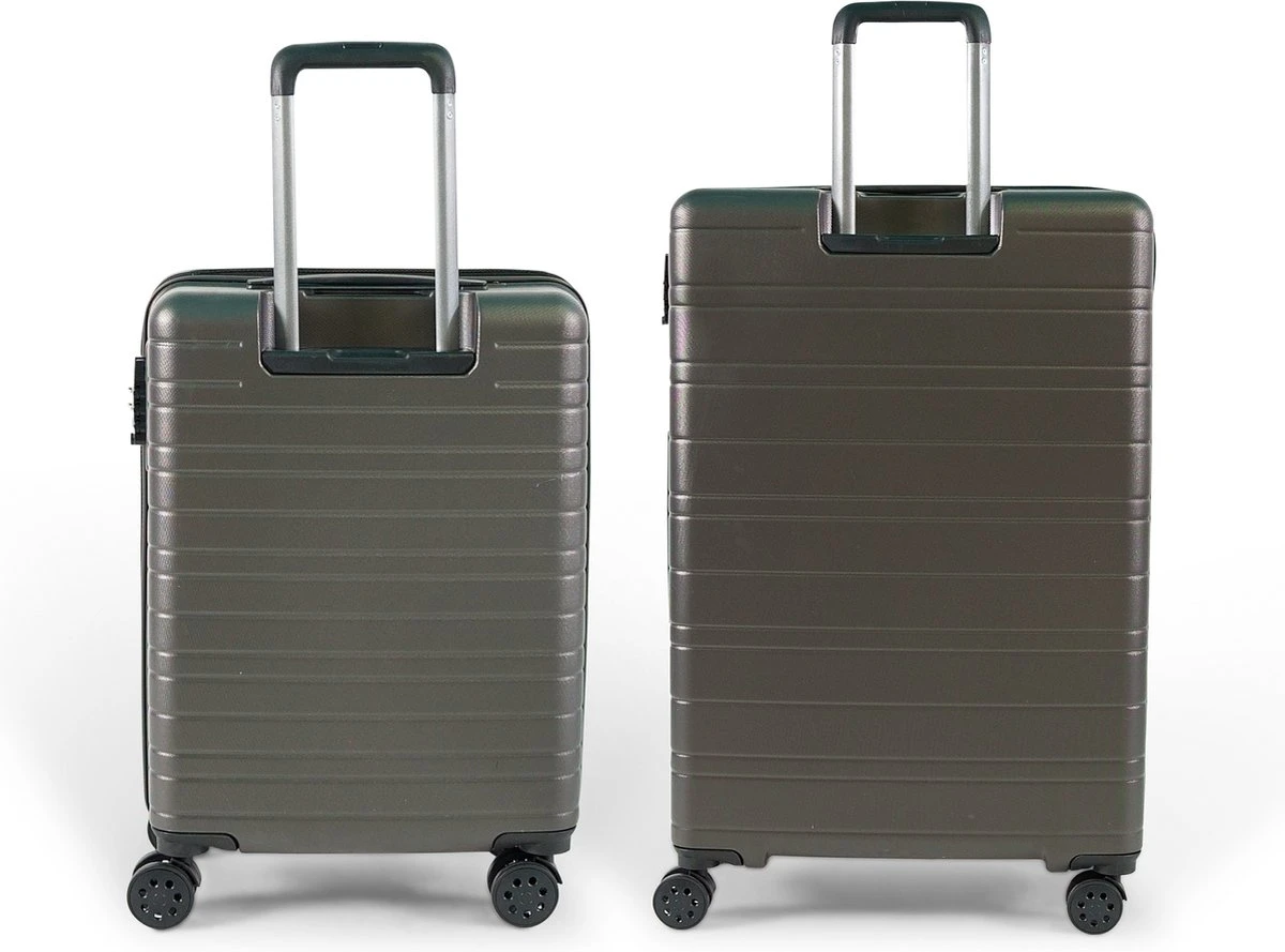 ©TROLLEYZ - Amsterdam No.9 - Kofferset 2 Delig - 55cm+78cm Met TSA Slot - Dubbele Wielen - 360° Spinners - 100% ABS - Reiskoffers In Cloudy Grey - Afbeelding 2