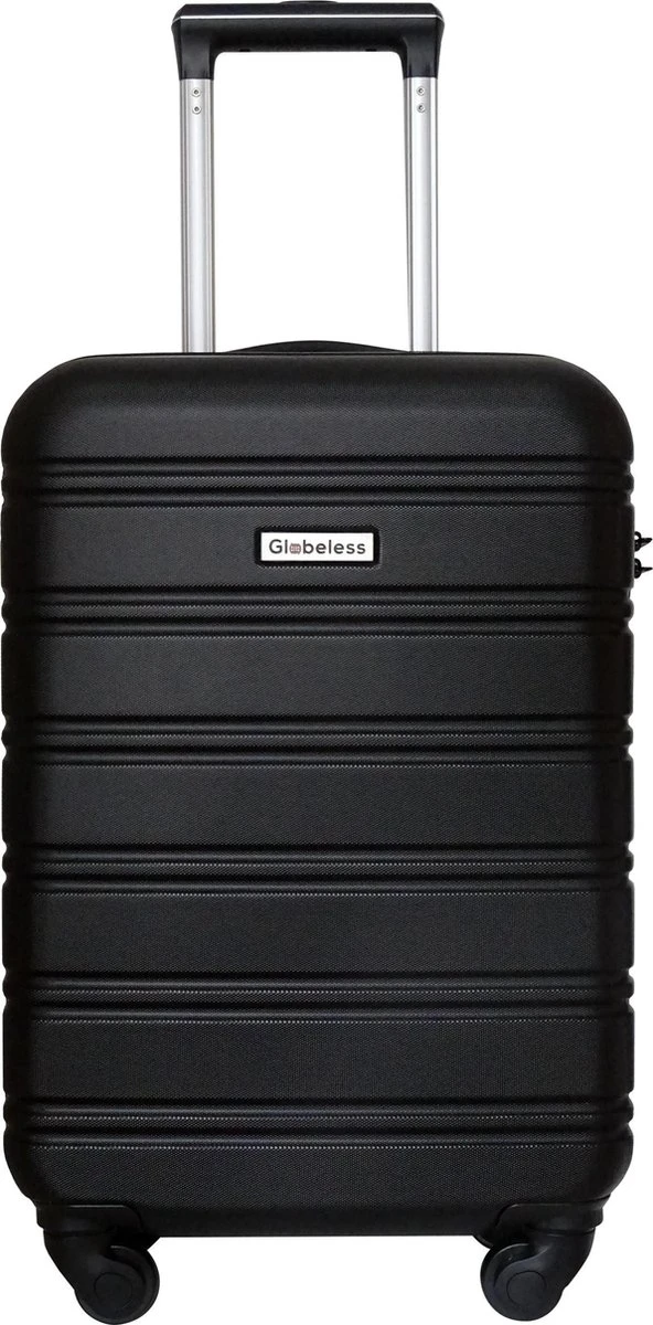 Globeless Handbagage Koffer - TSA Slot - 55x35x20cm - IATA Standaard Trolley - Zwart