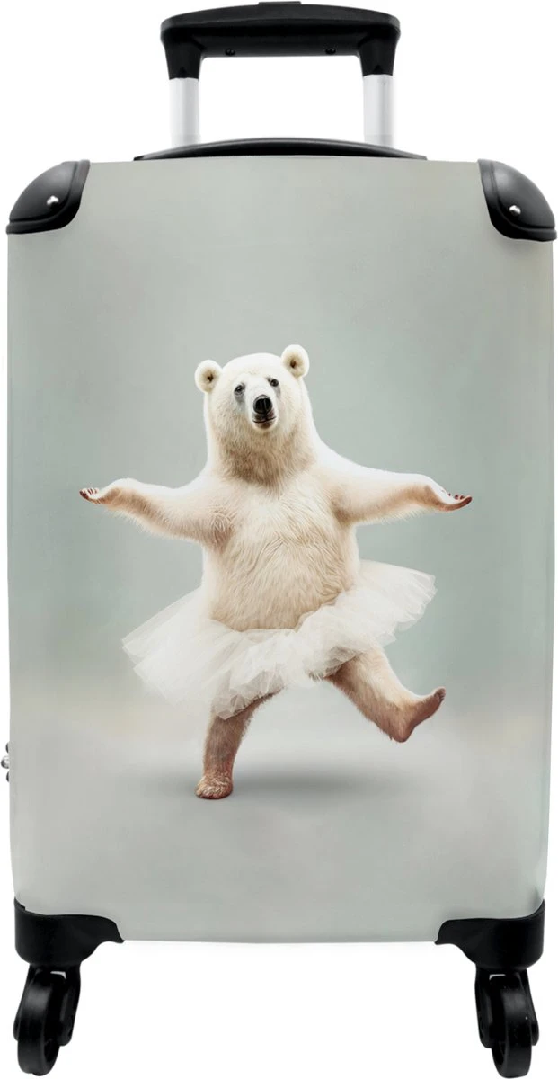 NoBoringSuitcases.com® Koffer - IJsbeer - Rok - Wit - Portret - Dieren - Trolley Op Wieltjes - Reiskoffer - Past Binnen 55x40x20 Cm En 55x35x25 Cm - Fotokoffer - Afbeelding 10