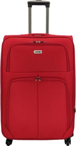 SB Travelbags Bagage Stoffen Koffer 75cm 4 Wielen Trolley - Rood