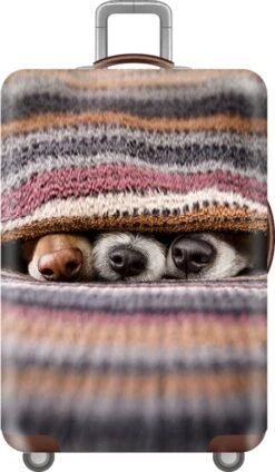 Kofferhoes Met 3d Print Honden Neuzen - Maat L - Voor Hoogte 65 Tot 70 Cm