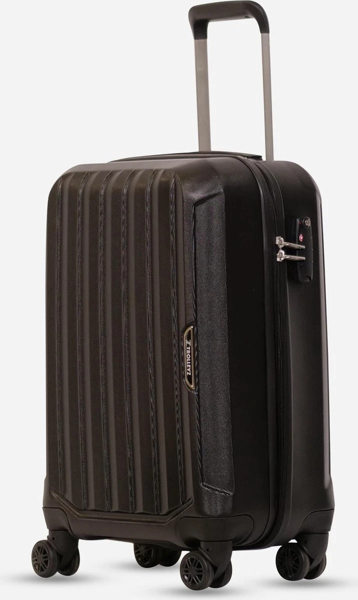 ©TROLLEYZ - Bali No.22 - Trolley - 55cm Met TSA Slot - Dubbele Wielen - 360° Spinners - 100% ABS - Handbagage Koffer In Night Black