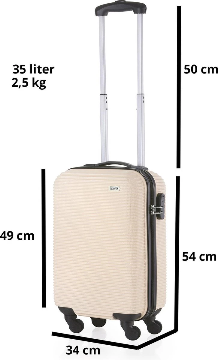 TravelZ Horizon Handbagagekoffer - 54cm Handbagage Trolley Met Gevoerde Binnenkant - Champagne - Afbeelding 8