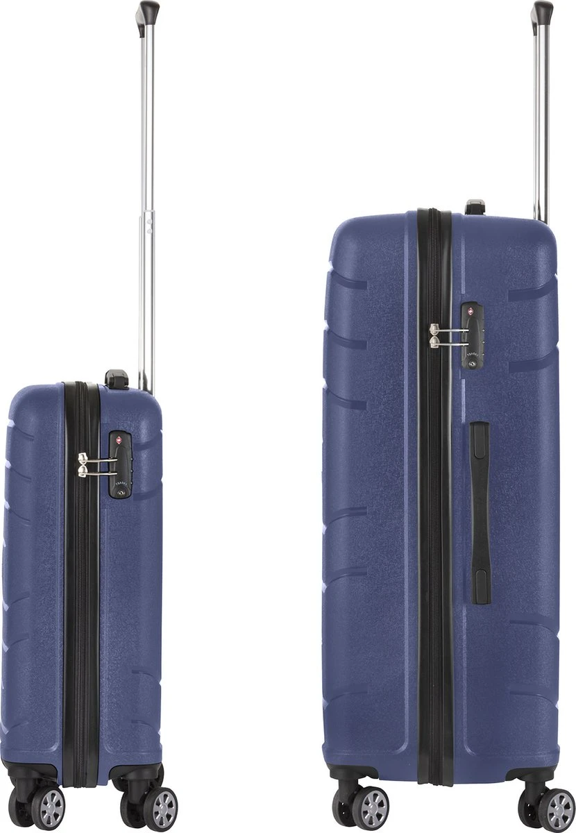 TravelZ Big Bars Kofferset - Trolleyset TSA 2-delig - Handbagage En Groot - Blauw - Afbeelding 4